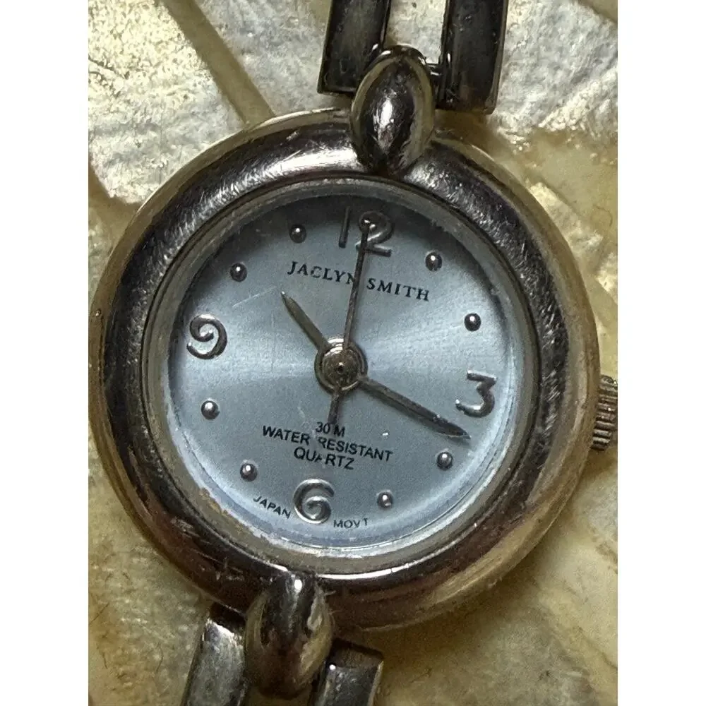 Jaclyn Smith Blue Dial Silver Tone Bracelet Watch Small Face 30M Water Resistant